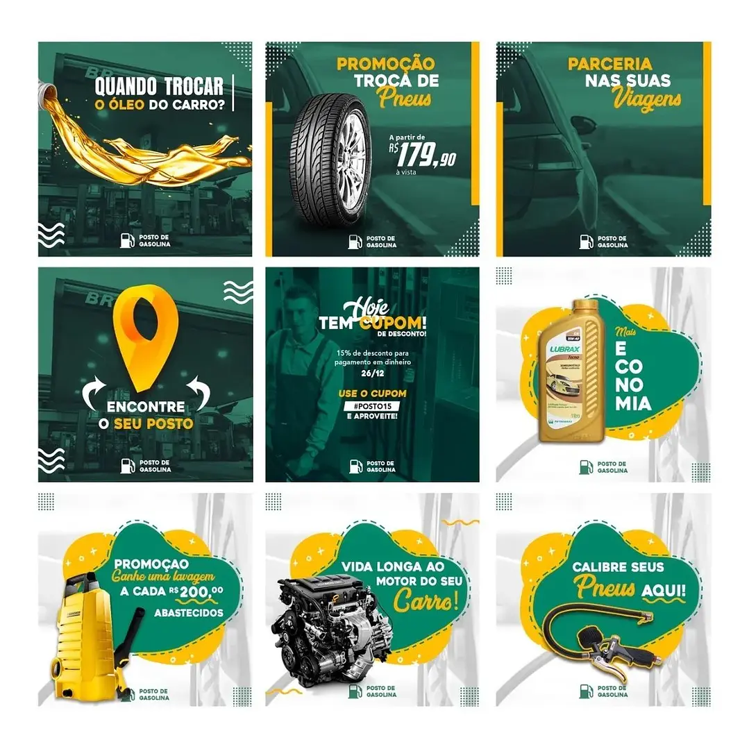 50 Artes Mídias Sociais Posto de Gasolina Editáveis Photoshop + Png 2