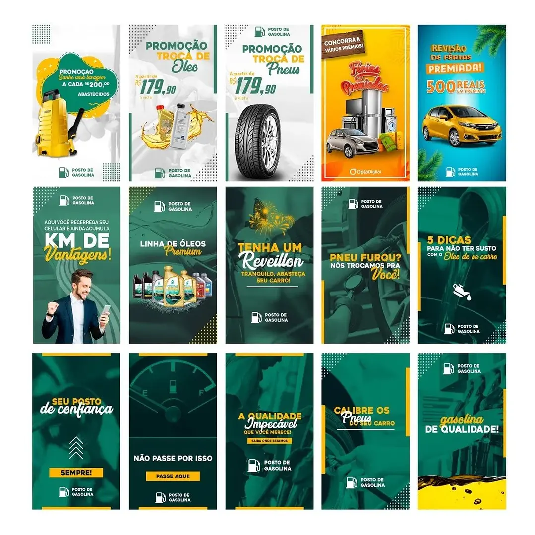 50 Artes Mídias Sociais Posto de Gasolina Editáveis Photoshop + Png 3