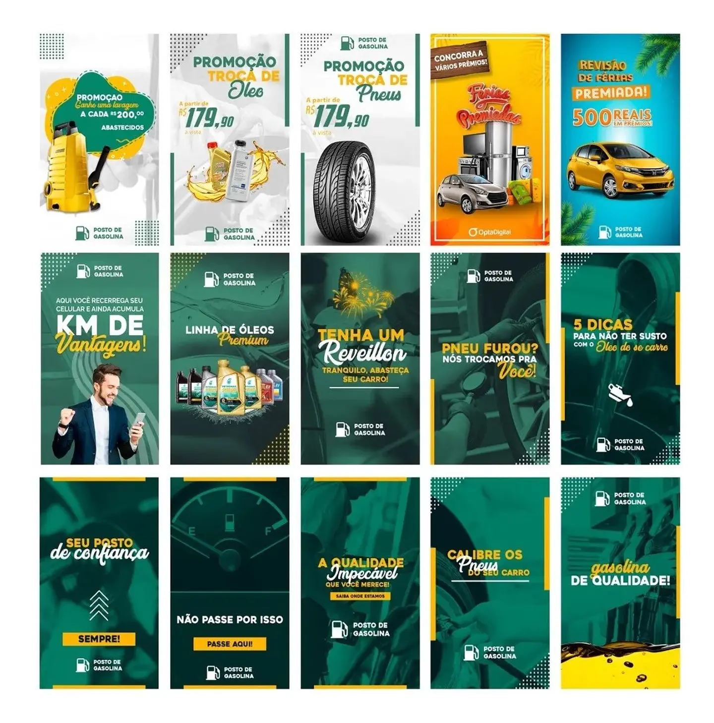 50 Artes Mídias Sociais Posto de Gasolina Editáveis Photoshop + Png 3