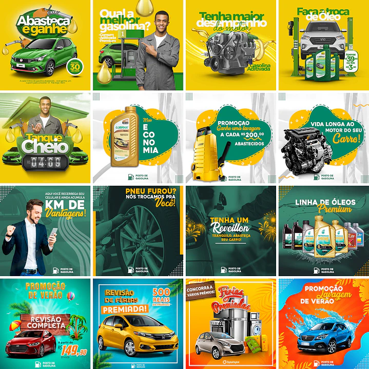 30 Artes Mídias Sociais Posto de Gasolina Editáveis Photoshop + Png 1