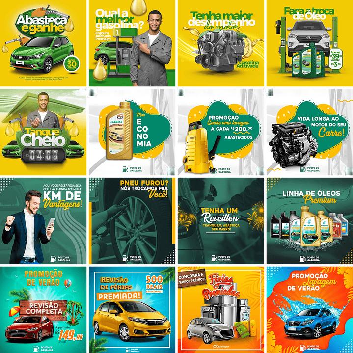 30 Artes Mídias Sociais Posto de Gasolina Editáveis Photoshop + Png 1