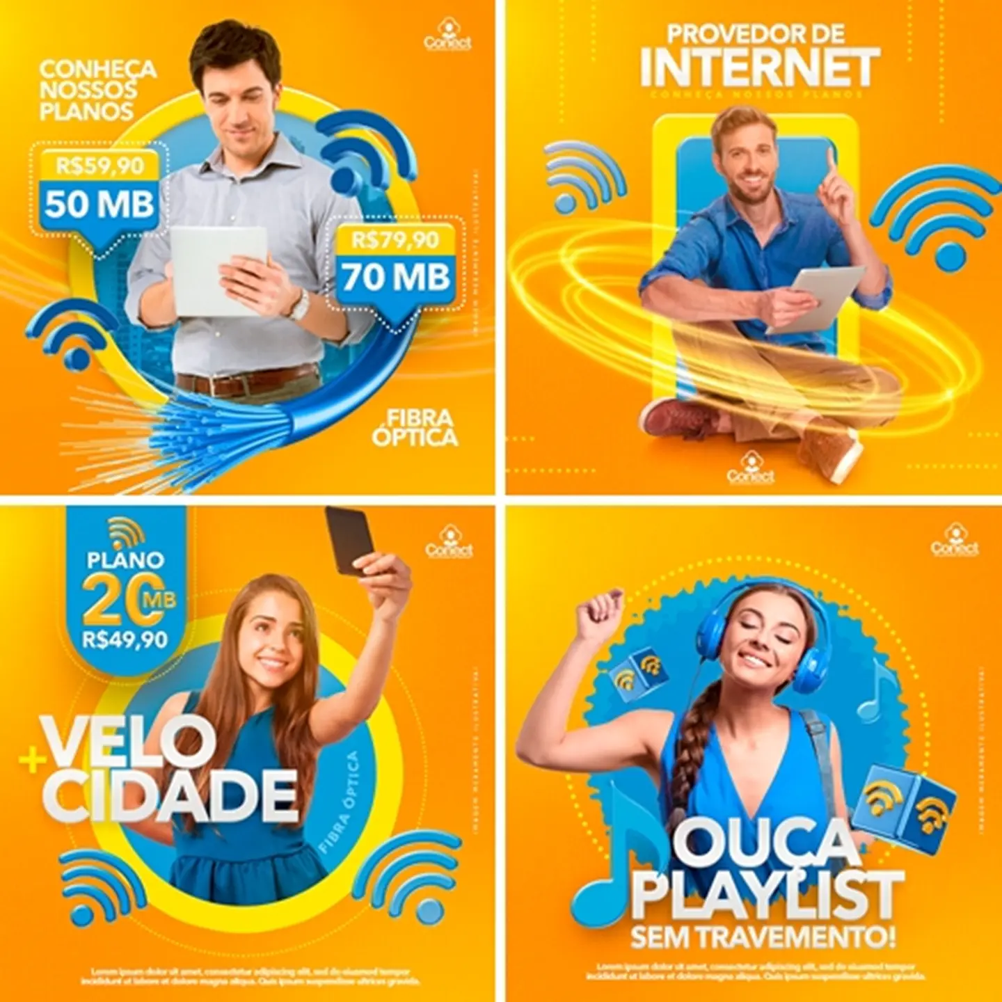 10 Artes Mídias Sociais Provedor de Internet Editáveis Photoshop + Png 1