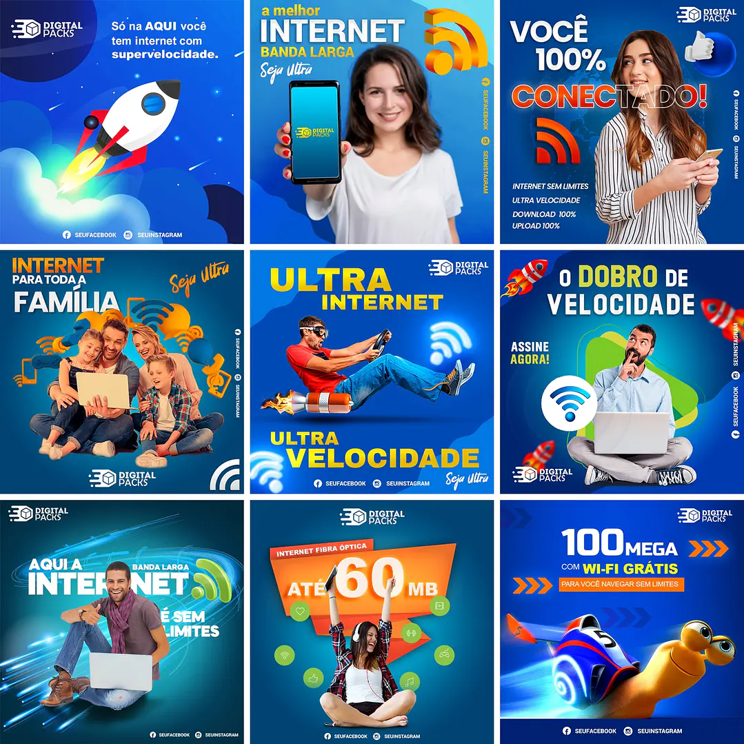 35 Artes Mídias Sociais Provedor de Internet Editáveis Photoshop + Png 2