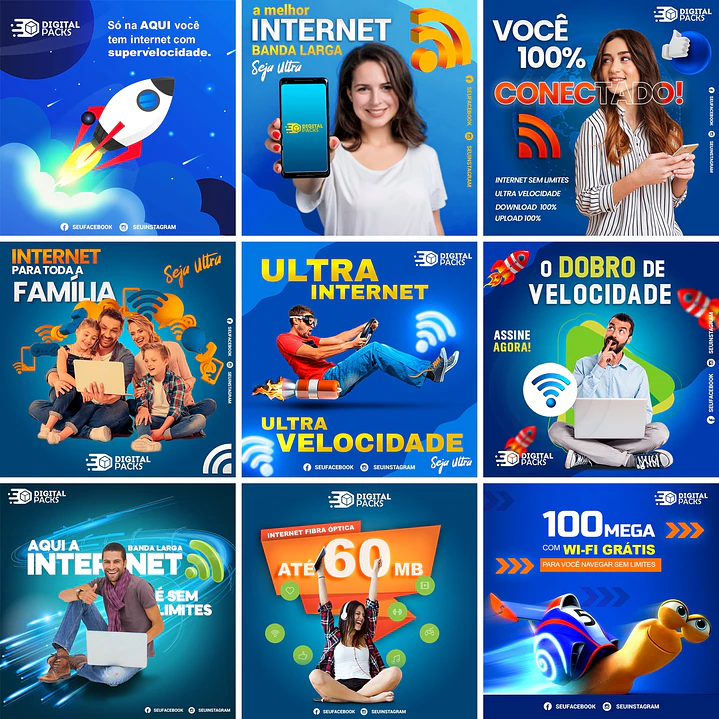 35 Artes Mídias Sociais Provedor de Internet Editáveis Photoshop + Png 2
