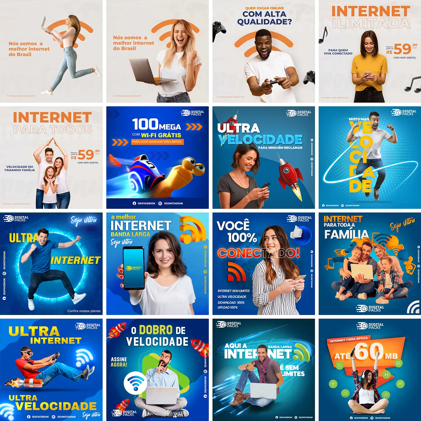 50 Artes Mídias Sociais Provedor de Internet Editáveis Photoshop + Png 2