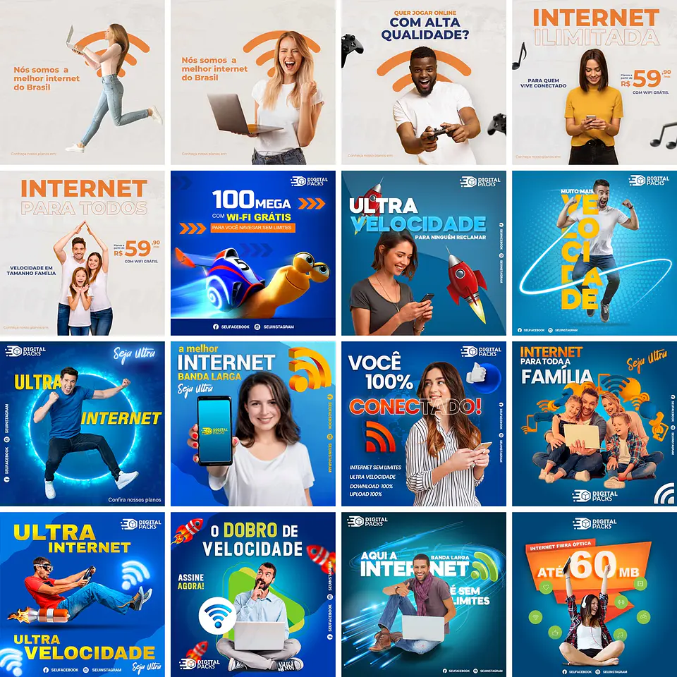 50 Artes Mídias Sociais Provedor de Internet Editáveis Photoshop + Png 2