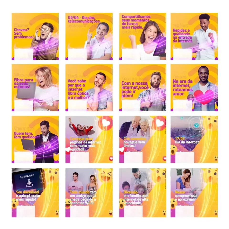 130 Artes Mídias Sociais Provedor de Internet Editáveis Photoshop + Png 4