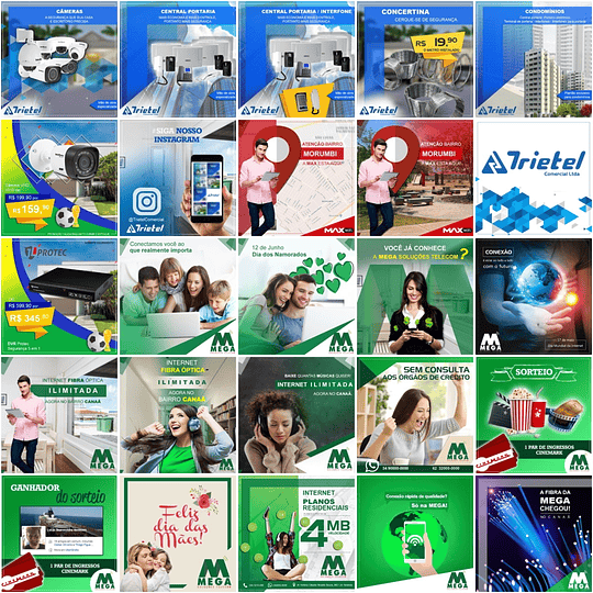 215 Artes Mídias Sociais Provedor de Internet Editáveis Photoshop + Png