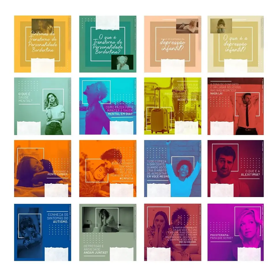 130 Artes Mídias Sociais Psicologos Editáveis Photoshop + Png 3