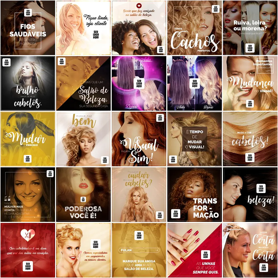 220 Artes Mídias Sociais Salão de Beleza Editáveis Photoshop + Png 2