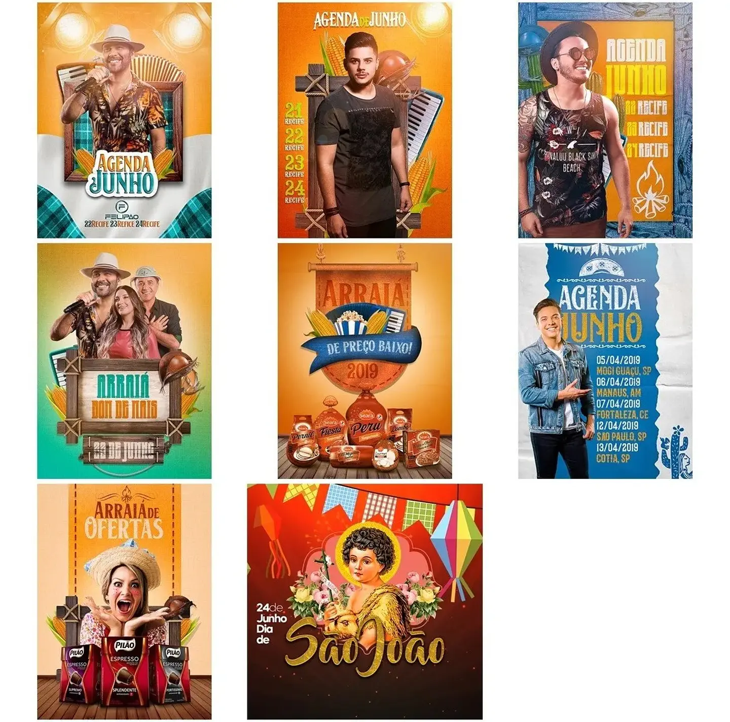 35 Artes Mídias Sociais São João Editáveis Photoshop + Png 4