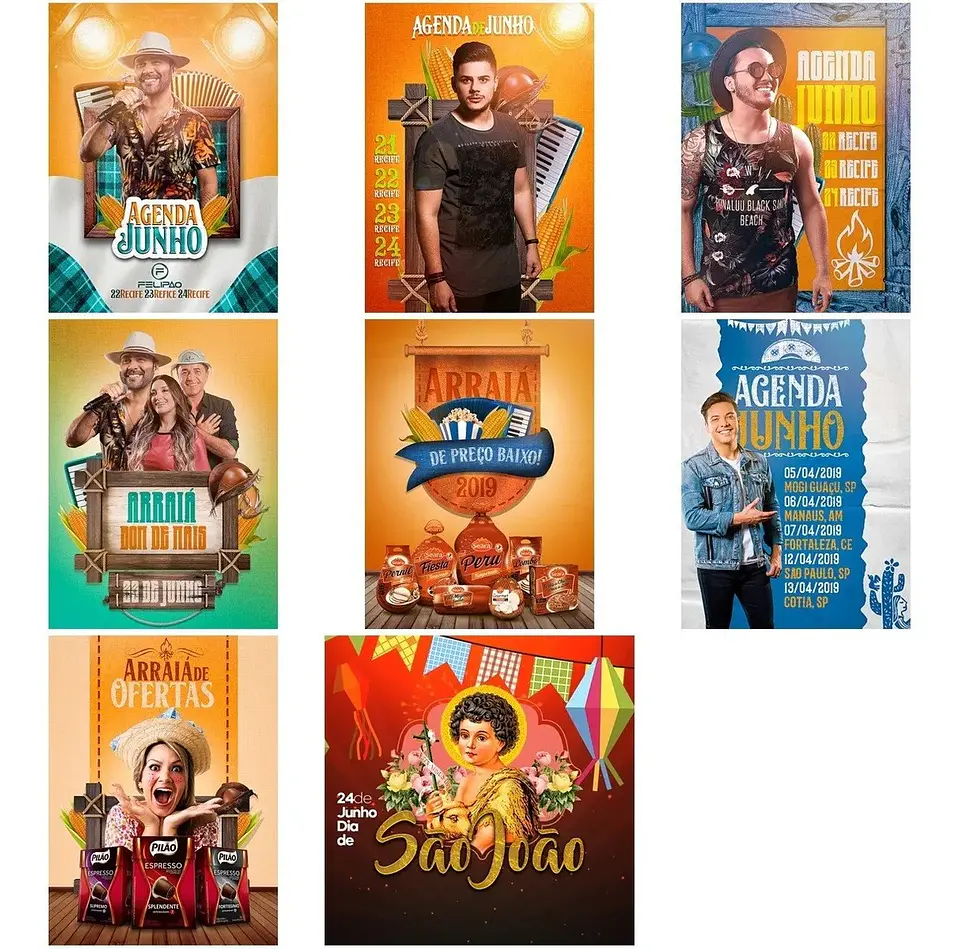 35 Artes Mídias Sociais São João Editáveis Photoshop + Png 4