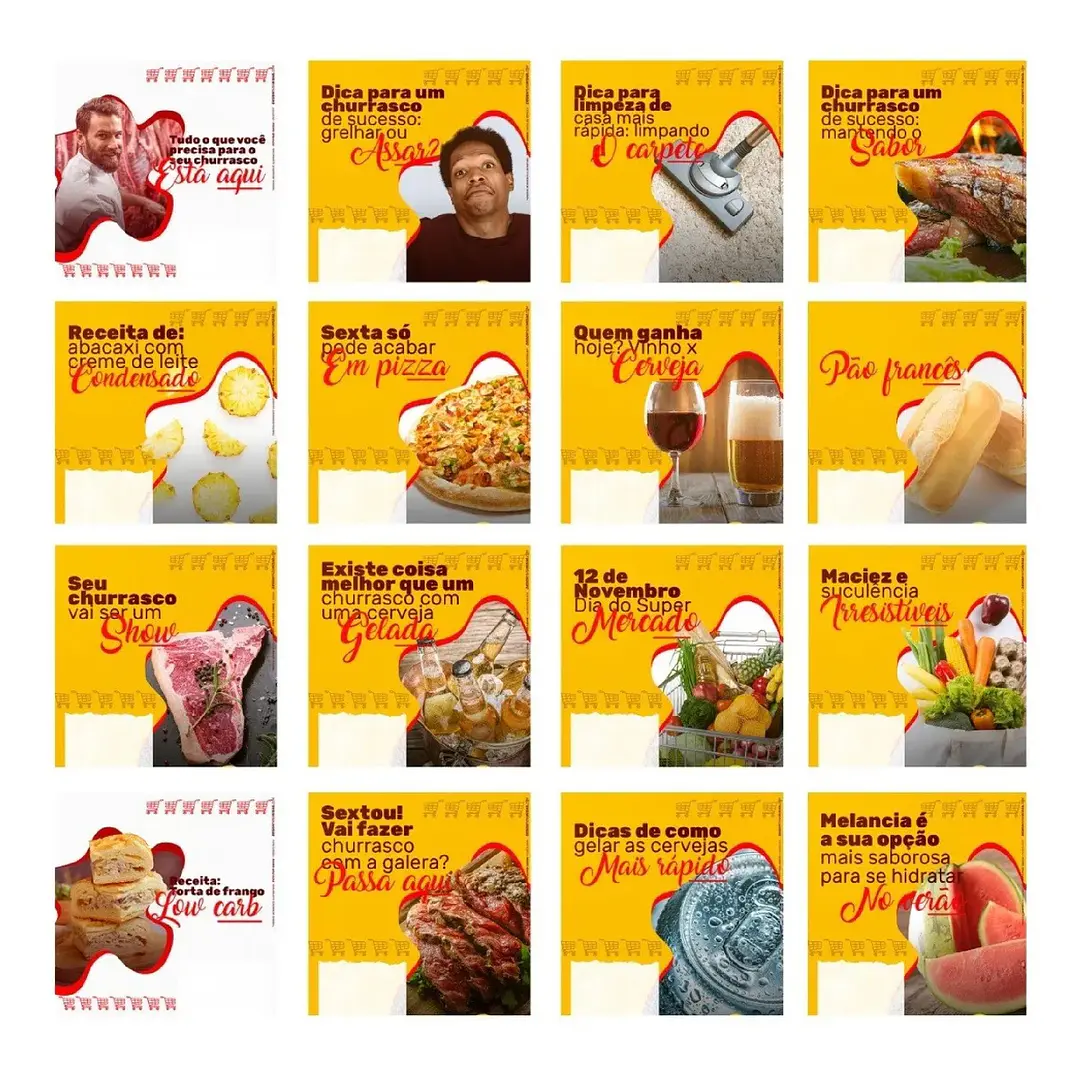 130 Artes Mídias Sociais Supermercados Editáveis Photoshop + Png 1