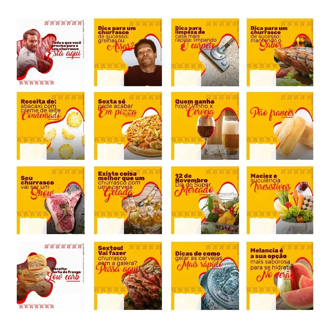 130 Artes Mídias Sociais Supermercados Editáveis Photoshop + Png 1