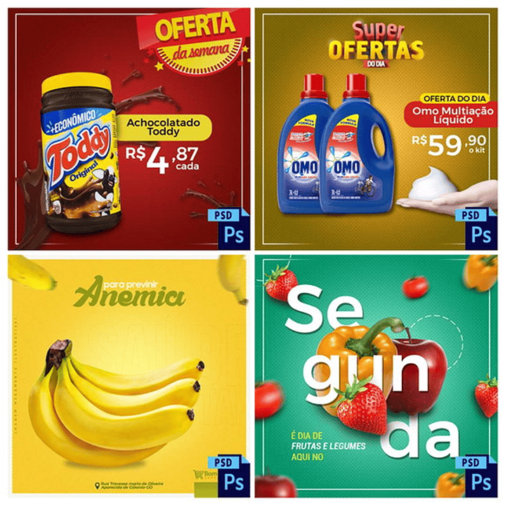 55 Artes Mídias Sociais Supermercados Editáveis Photoshop + Png 4