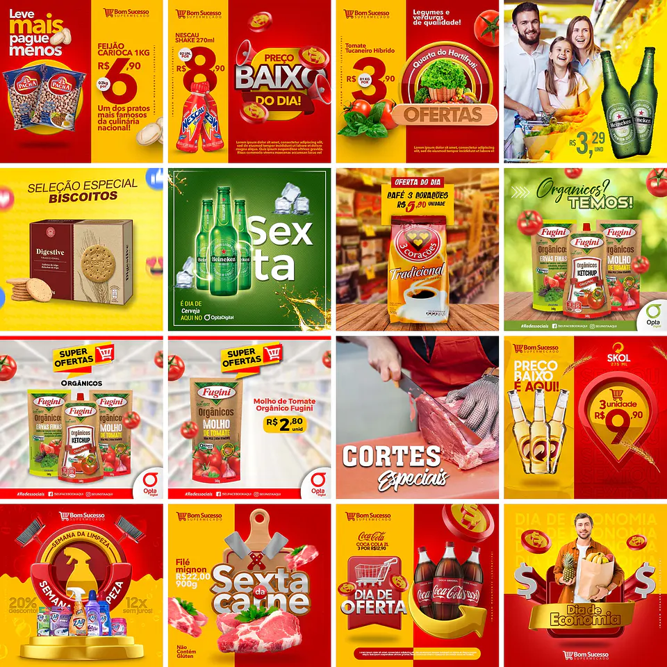 220 Artes Mídias Sociais Supermercados Editáveis Photoshop + Png 1