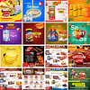 250 Artes Mídias Sociais Supermercados Editáveis Photoshop + Png