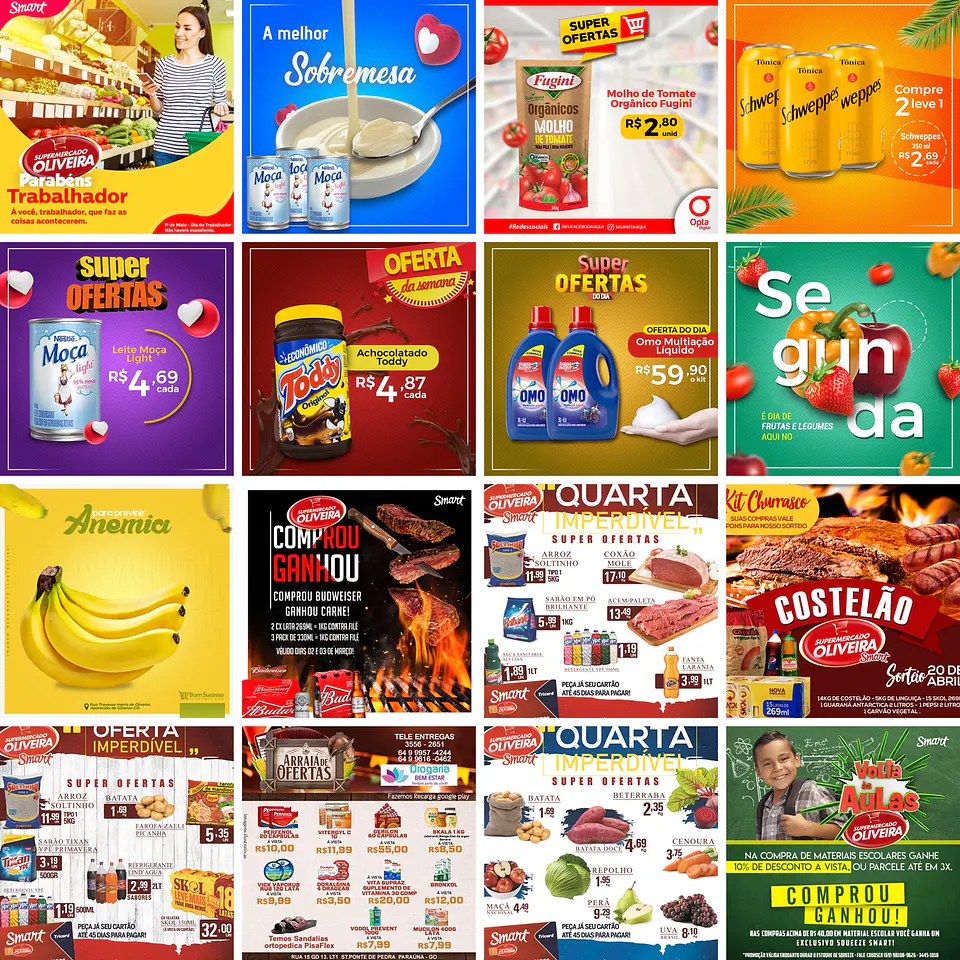 250 Artes Mídias Sociais Supermercados Editáveis Photoshop + Png 4
