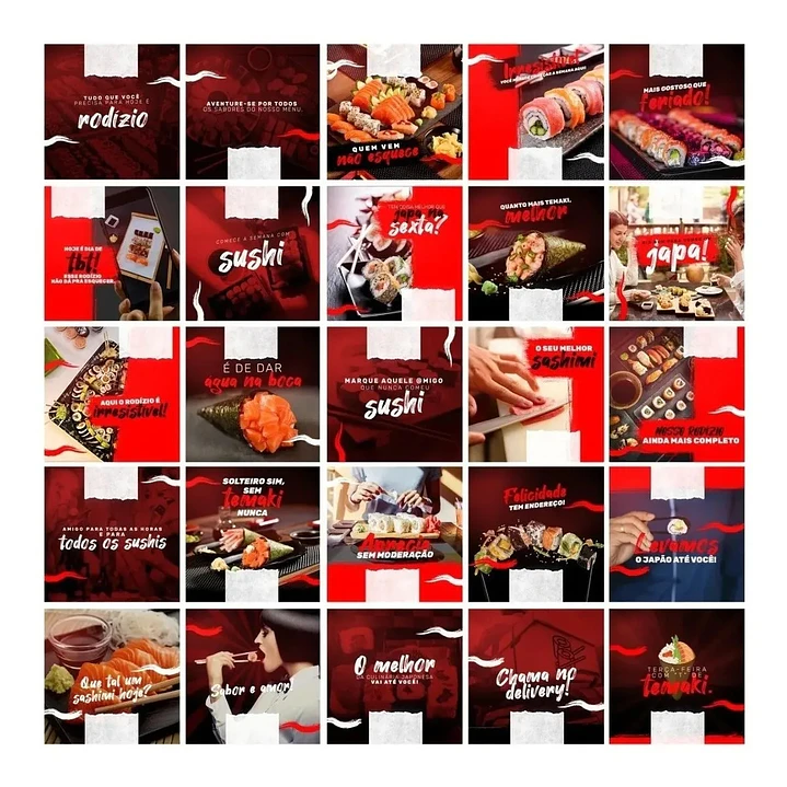 130 Artes Mídias Sociais Sushi Editáveis Photoshop + Png 1