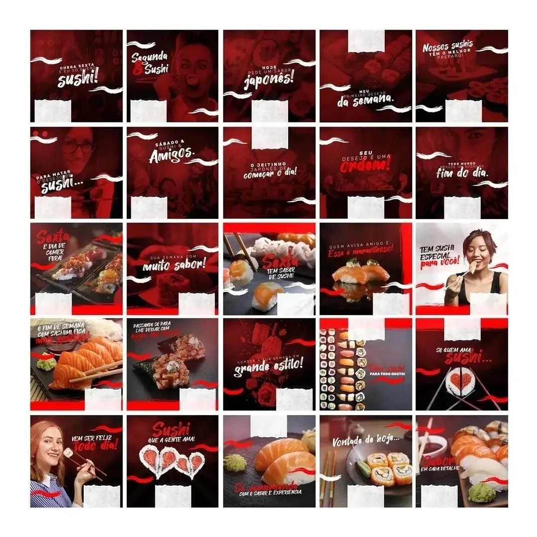 130 Artes Mídias Sociais Sushi Editáveis Photoshop + Png 2