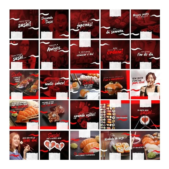 130 Artes Mídias Sociais Sushi Editáveis Photoshop + Png 2