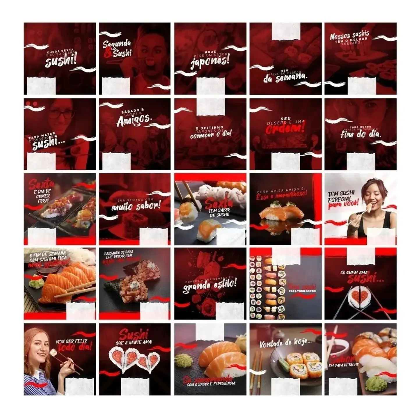 130 Artes Mídias Sociais Sushi Editáveis Photoshop + Png 2