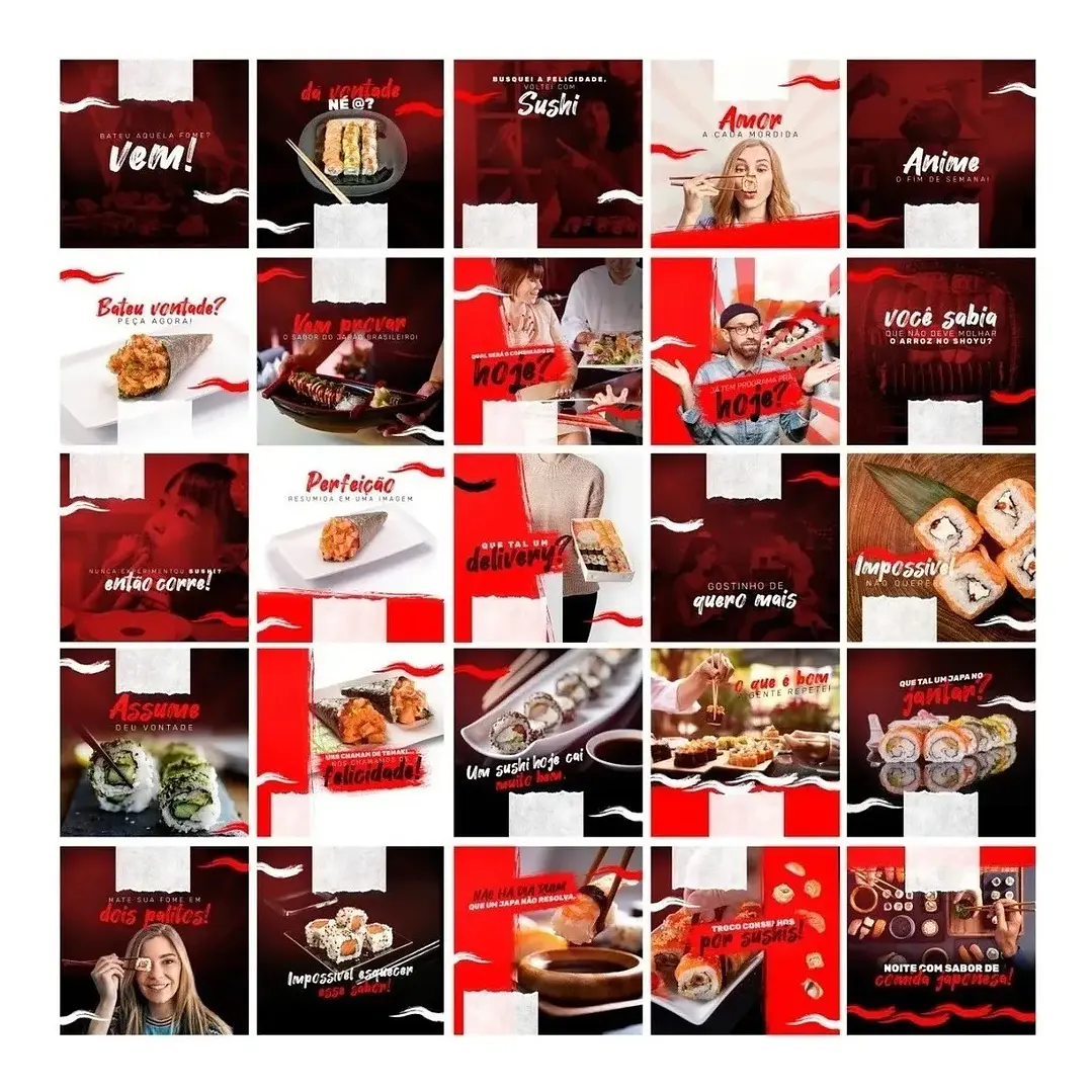 130 Artes Mídias Sociais Sushi Editáveis Photoshop + Png 3