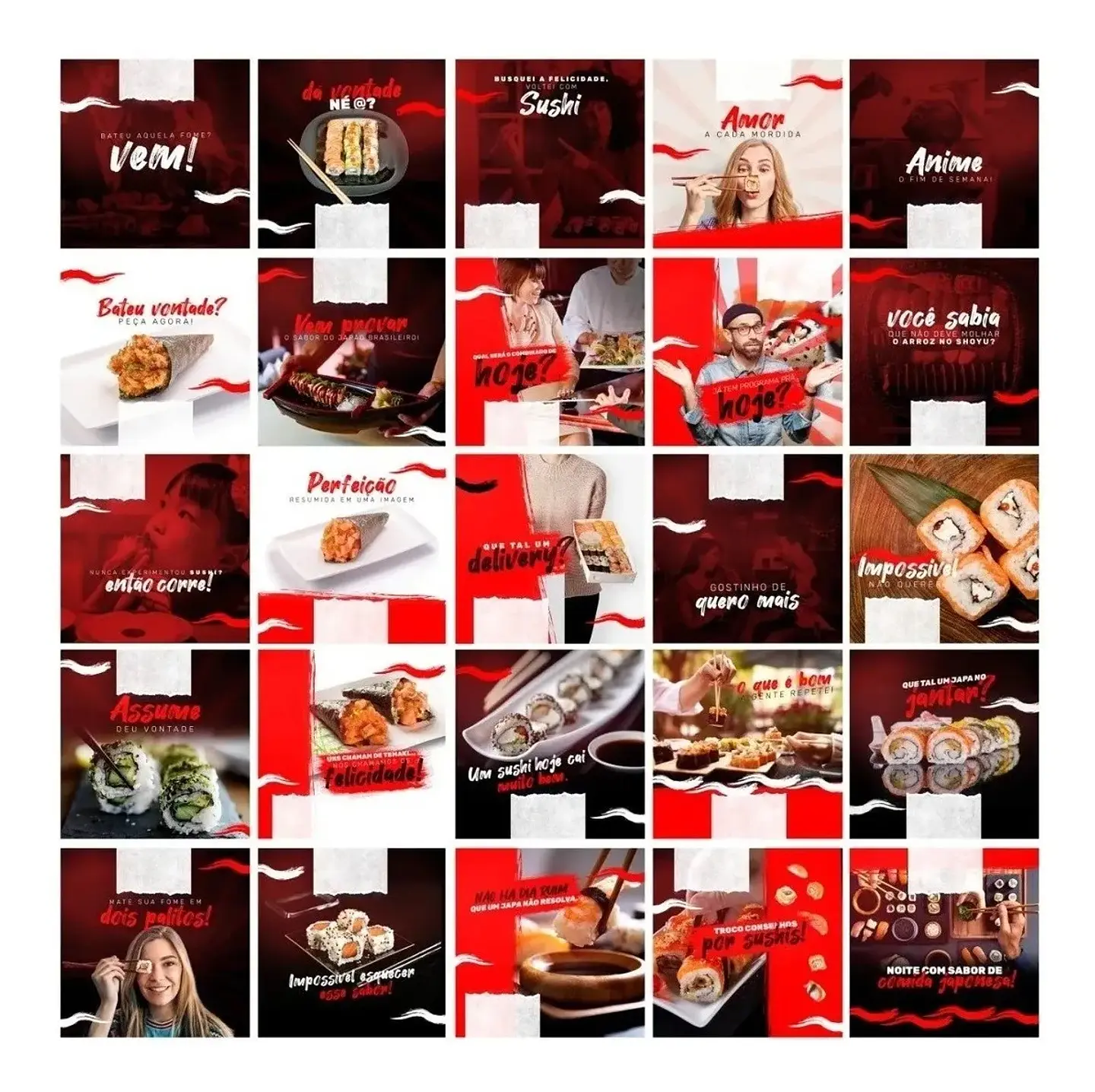 130 Artes Mídias Sociais Sushi Editáveis Photoshop + Png 3