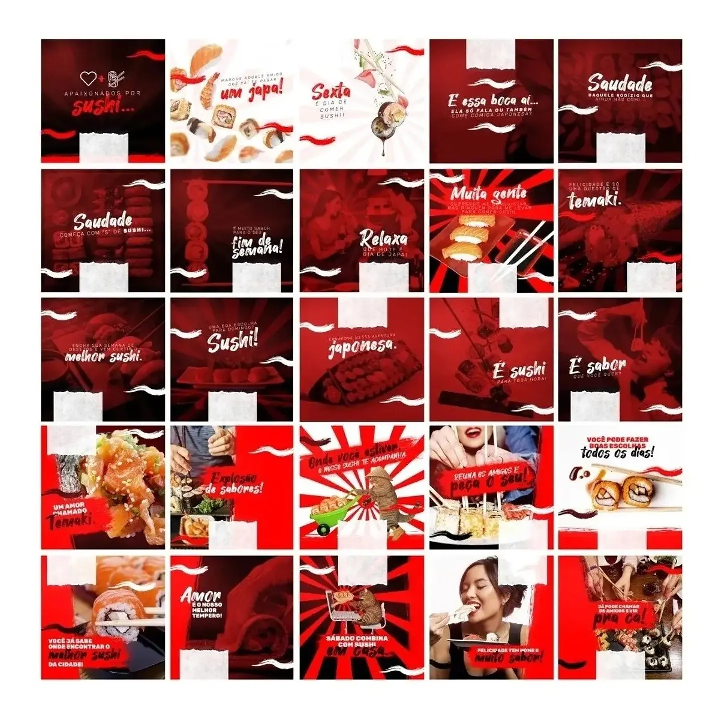 130 Artes Mídias Sociais Sushi Editáveis Photoshop + Png 4