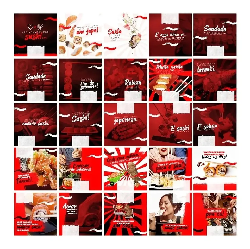 130 Artes Mídias Sociais Sushi Editáveis Photoshop + Png 4