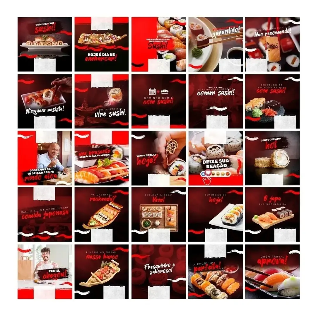 130 Artes Mídias Sociais Sushi Editáveis Photoshop + Png 5