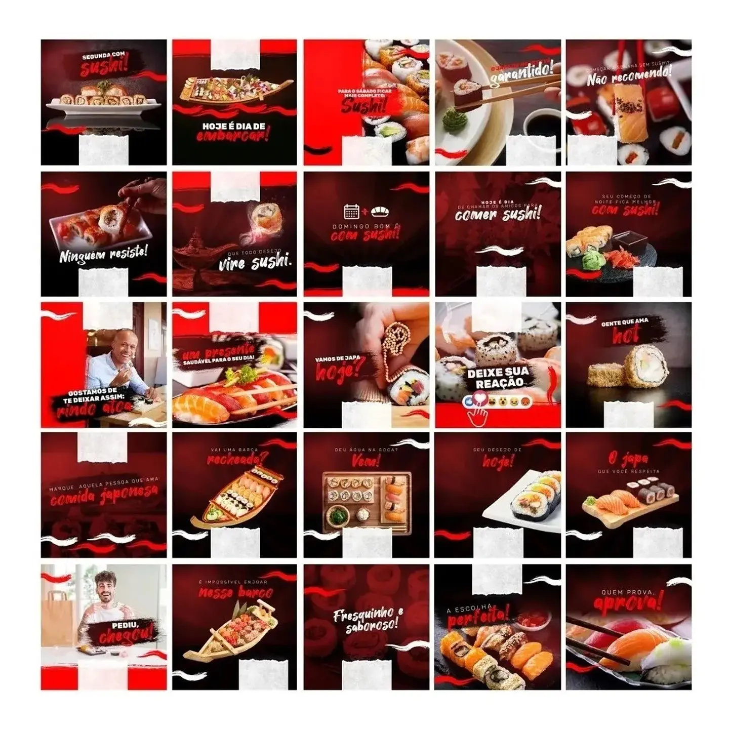 130 Artes Mídias Sociais Sushi Editáveis Photoshop + Png 5