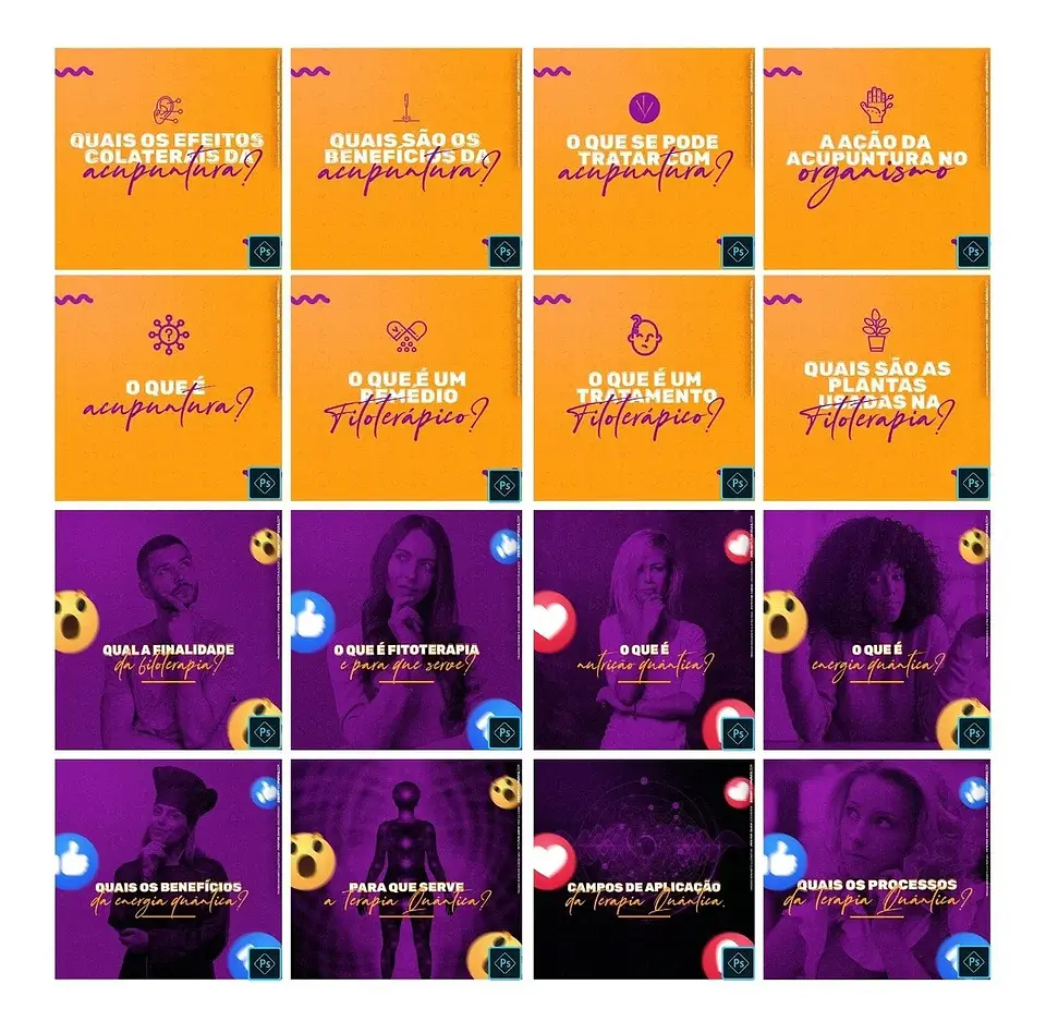 130 Artes Mídias Sociais Terapia Holísticas Editáveis Photoshop + Png 3