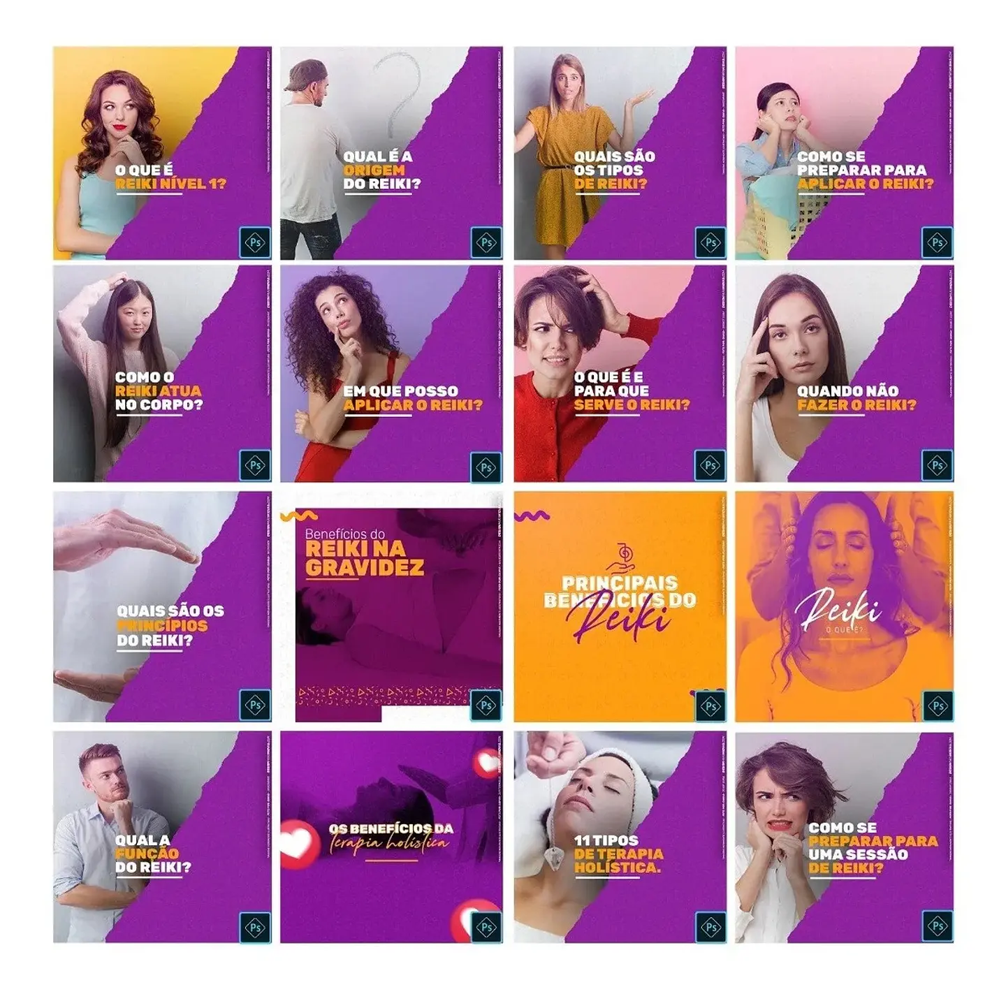 130 Artes Mídias Sociais Terapia Holísticas Editáveis Photoshop + Png 5