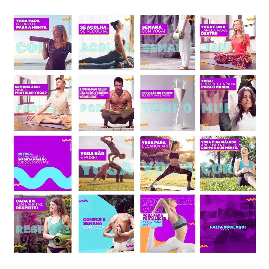130 Artes Mídias Sociais Yoga Editáveis Photoshop + Png 1