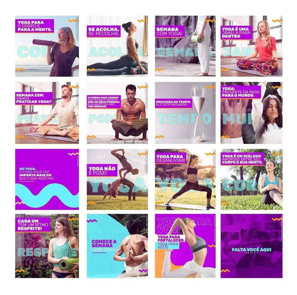 130 Artes Mídias Sociais Yoga Editáveis Photoshop + Png 1