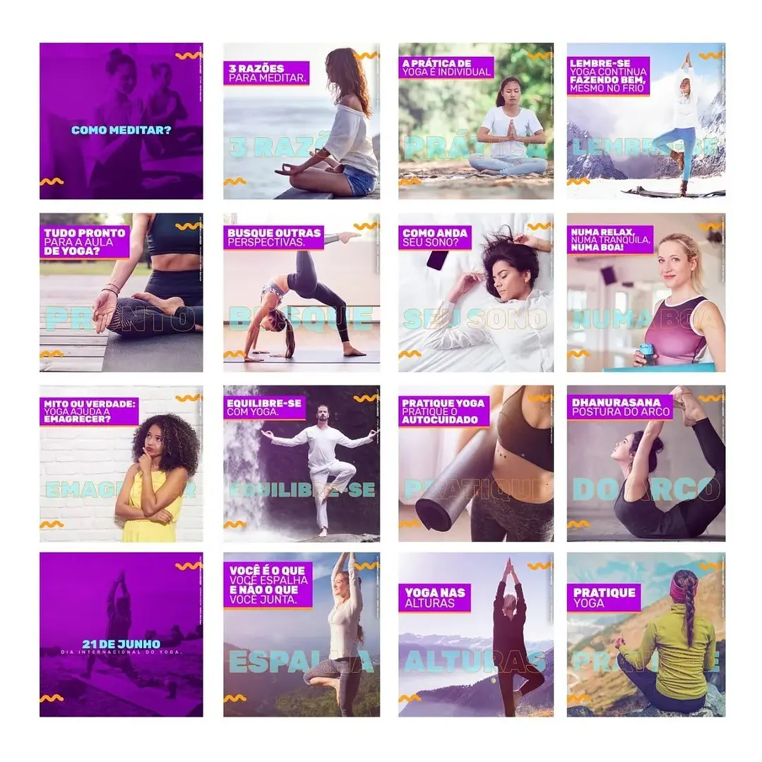 130 Artes Mídias Sociais Yoga Editáveis Photoshop + Png 2