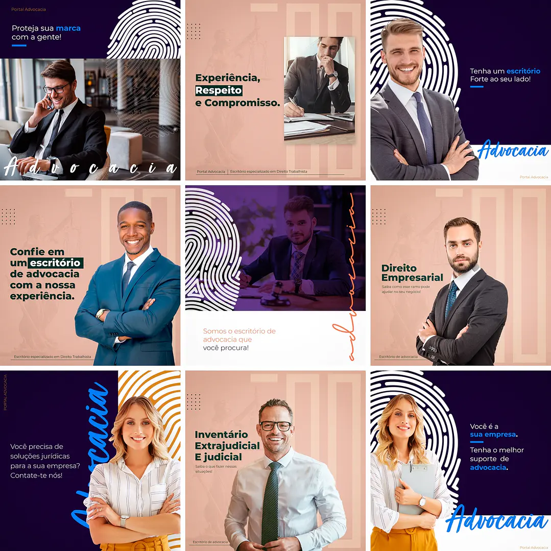 20 Artes Mídias Sociais Advogados Advocacia 2.0 Editáveis Photoshop + Png 1