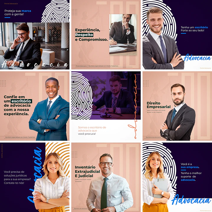 20 Artes Mídias Sociais Advogados Advocacia 2.0 Editáveis Photoshop + Png 1