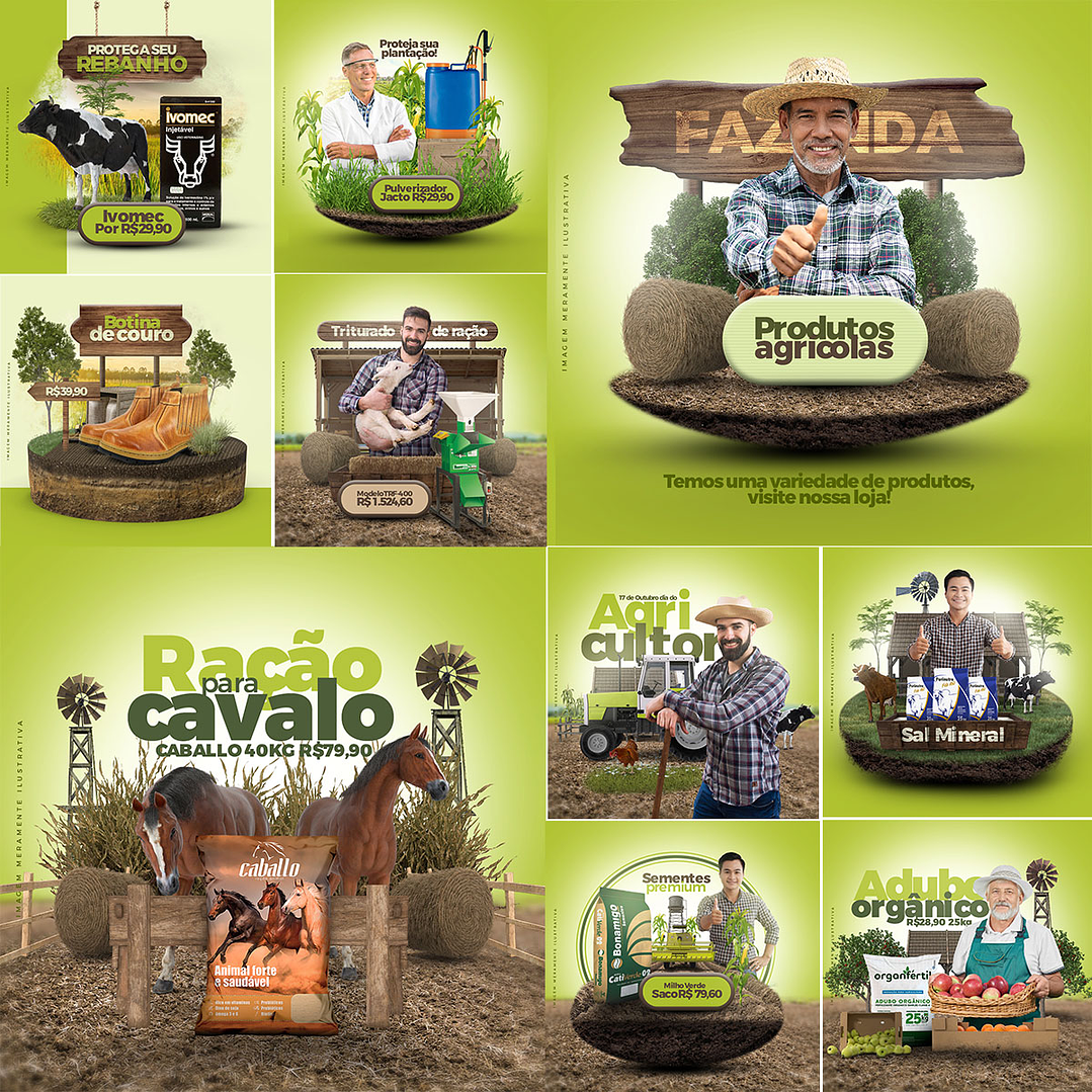 10 Artes Mídias Sociais Agro Agropecuaria Editáveis Photoshop + Png 1