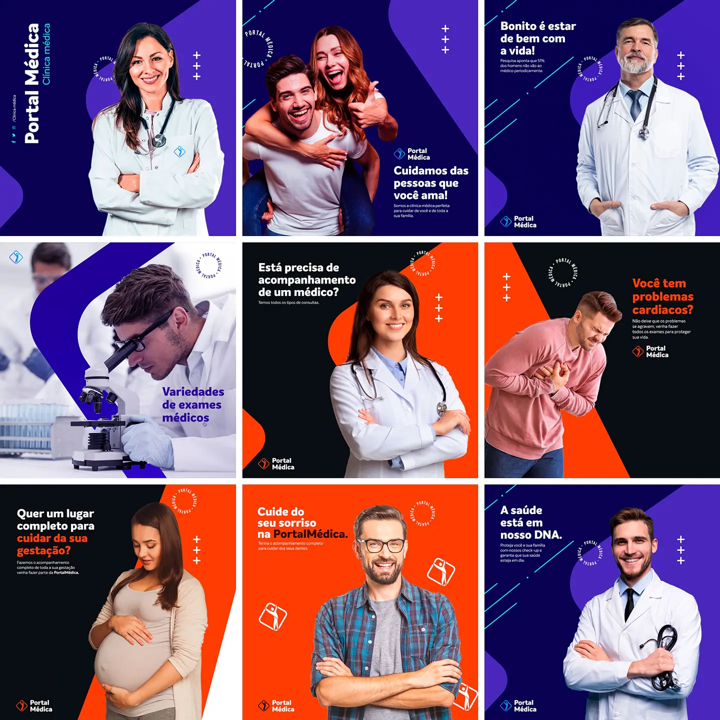 20 Artes Mídias Sociais Clinicas Medicas Consultorio Medico Editáveis Photoshop + Png 1