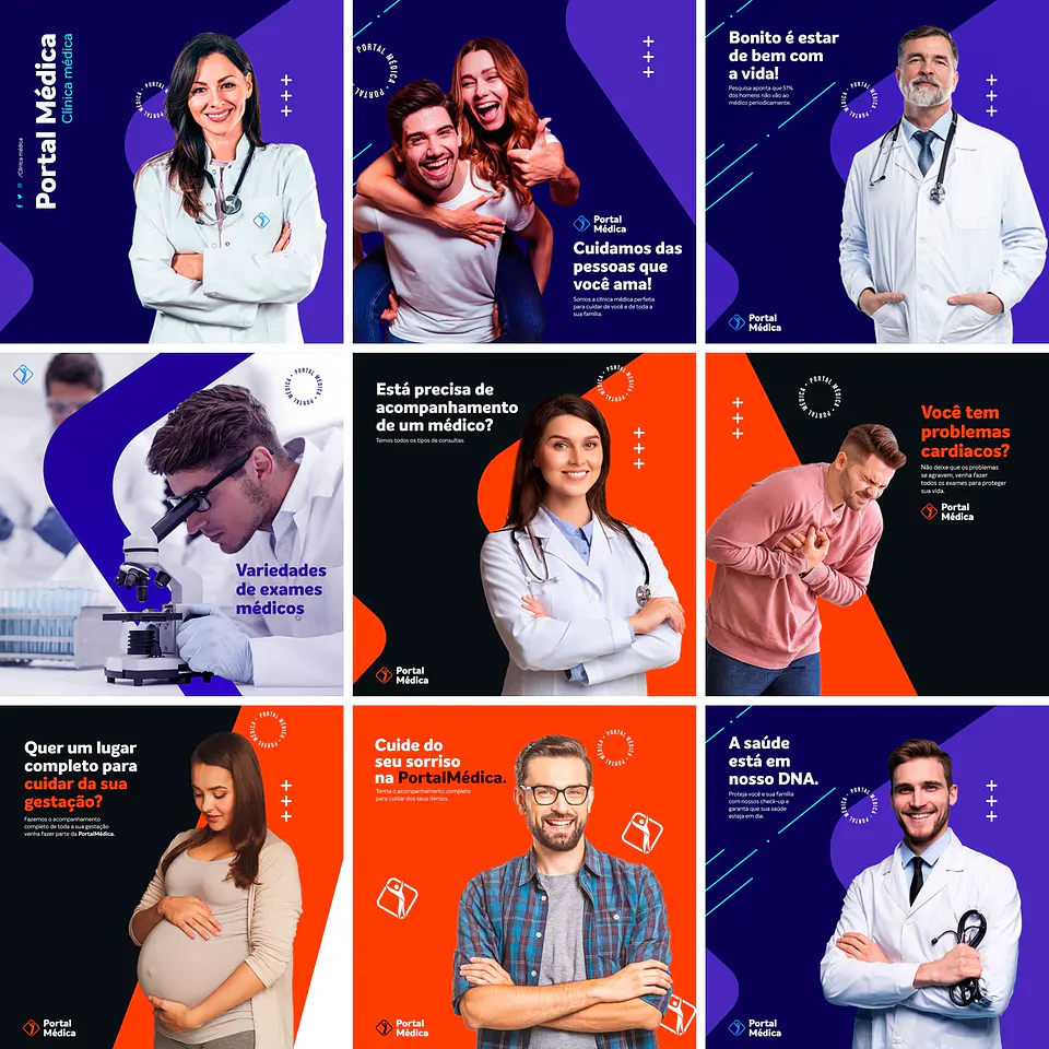 20 Artes Mídias Sociais Clinicas Medicas Consultorio Medico Editáveis Photoshop + Png 1