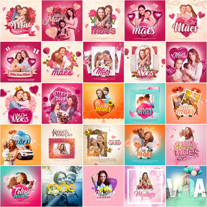 120 Artes Mídias Sociais Dia das Mães Editáveis Photoshop + Png 1