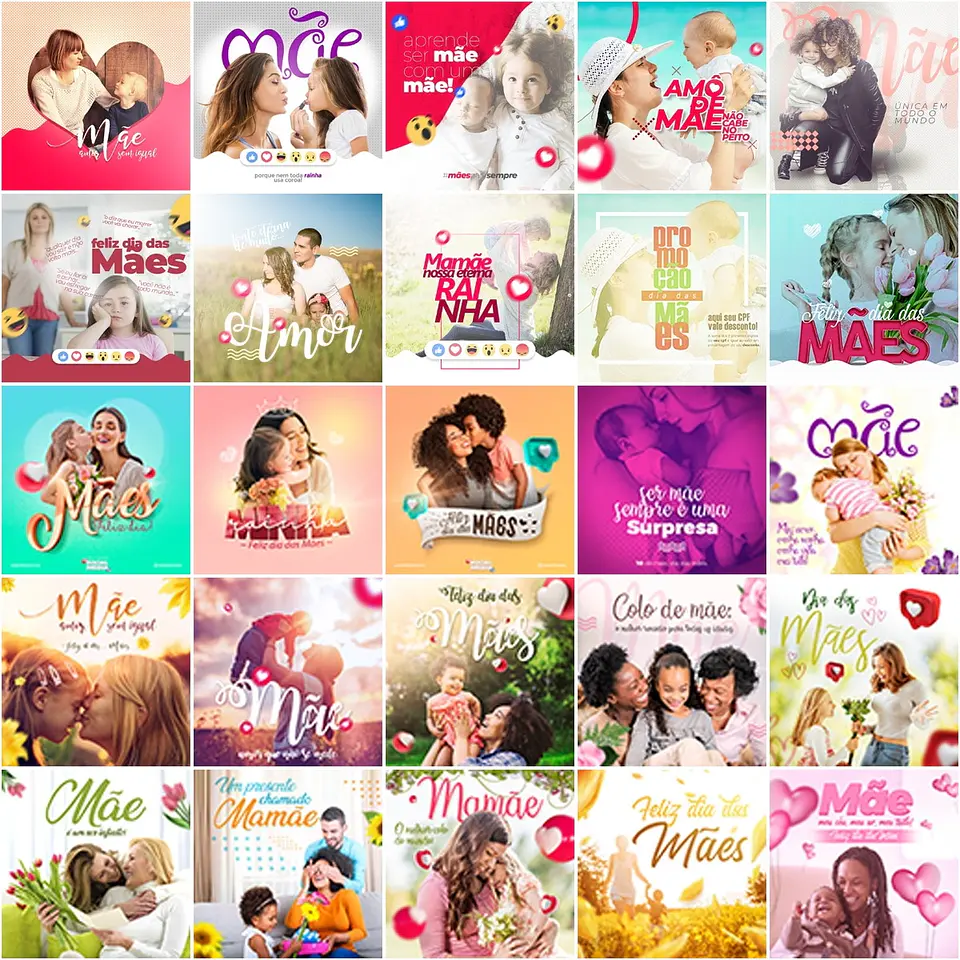 120 Artes Mídias Sociais Dia das Mães Editáveis Photoshop + Png 2
