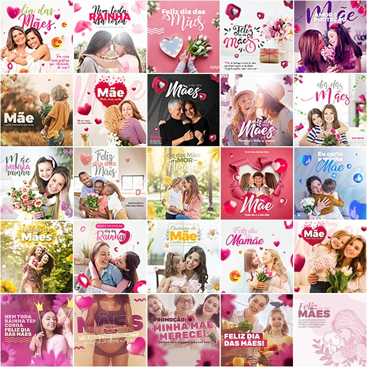120 Artes Mídias Sociais Dia das Mães Editáveis Photoshop + Png 3