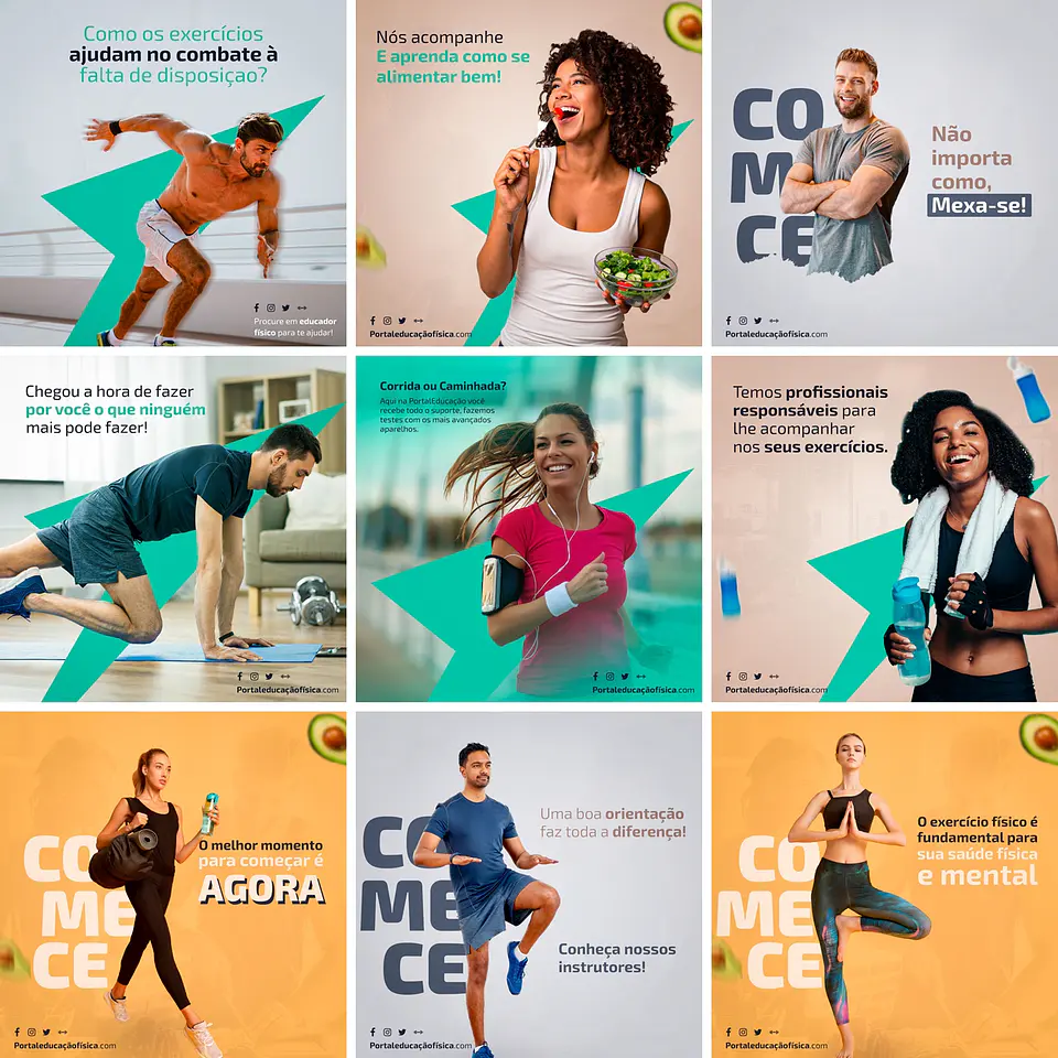 20 Artes Mídias Sociais Personal Trainer Educador Fisico Editáveis Photoshop + Png 1