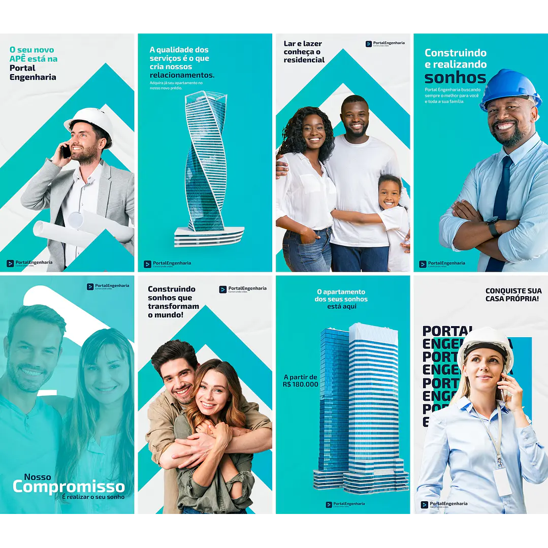 20 Artes Mídias Sociais Engenharia Civil Editáveis Photoshop + Png 2