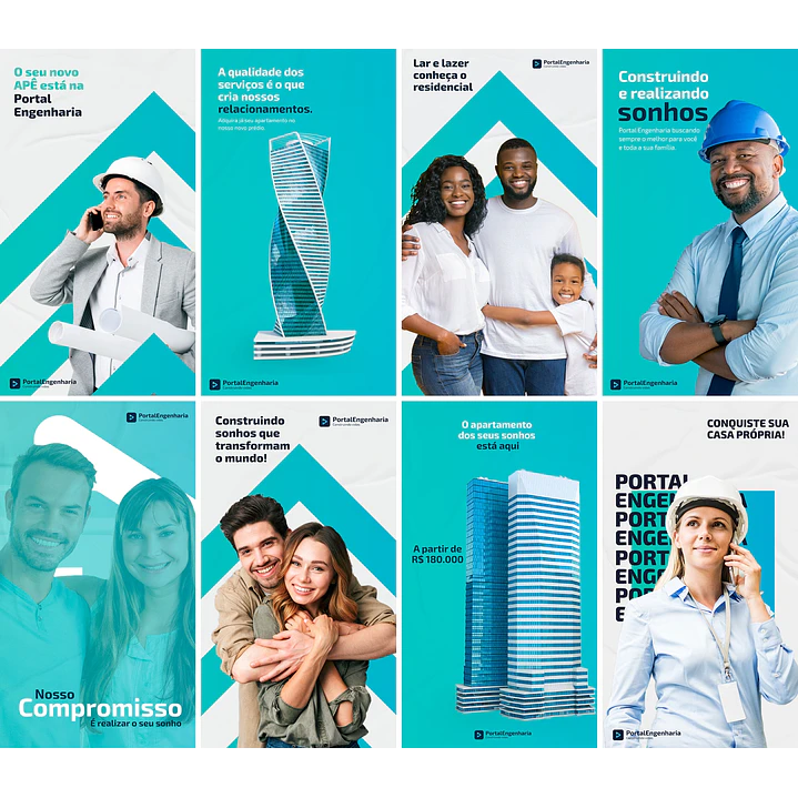 20 Artes Mídias Sociais Engenharia Civil Editáveis Photoshop + Png 2