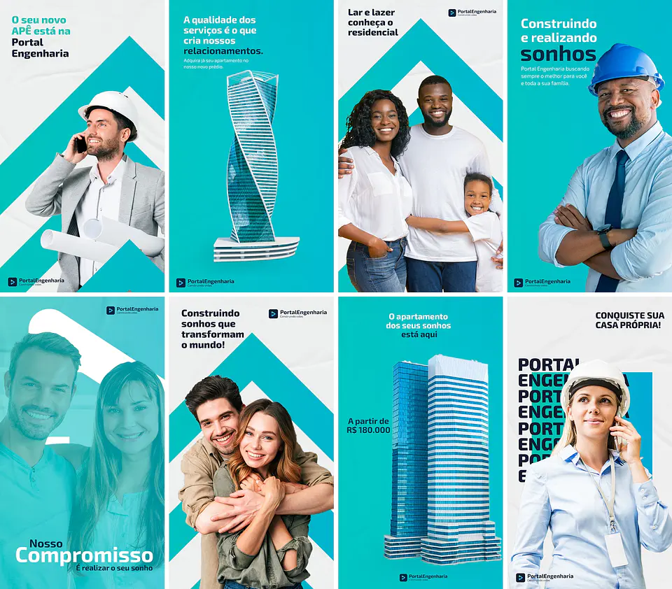 20 Artes Mídias Sociais Engenharia Civil Editáveis Photoshop + Png 2