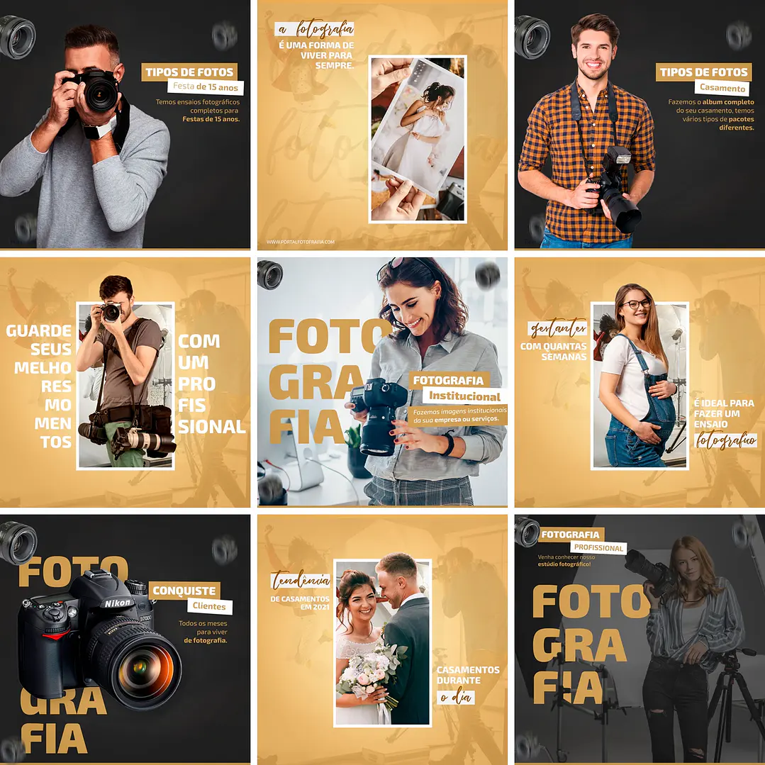 20 Artes Mídias Sociais Agencia Fotografos Studio Fotografico Editáveis Photoshop + Png 1